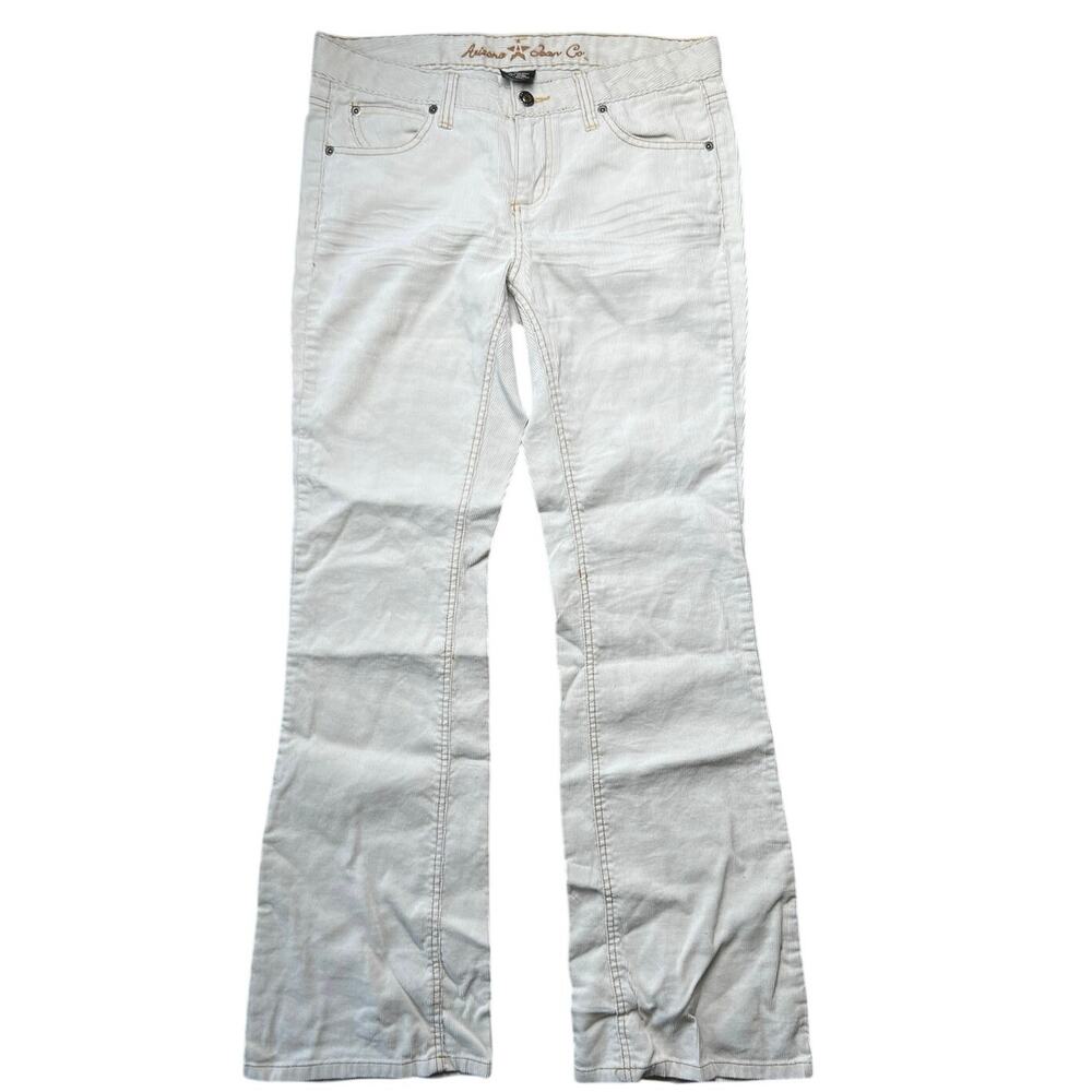 Arizona Jean Co Women's Fine Corduroy Pull On Flare Pants Off White Size 7